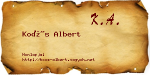 Koós Albert névjegykártya